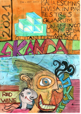 Skandal - Tusche, Wasserfarben, Marker auf Papier (Januar 2021) skandal